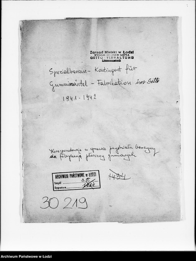 Obraz 4 z jednostki "Spezialbenzin- Kontingent für Gummimäntelfabrikation im Getto"