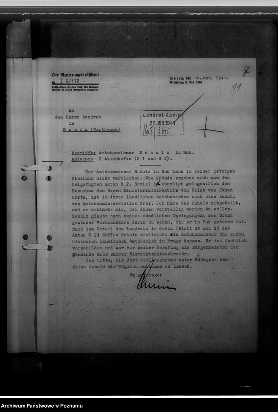image.from.unit.number "Personalakten des Amtskommissars Richard Schulz, in Grossdorf"
