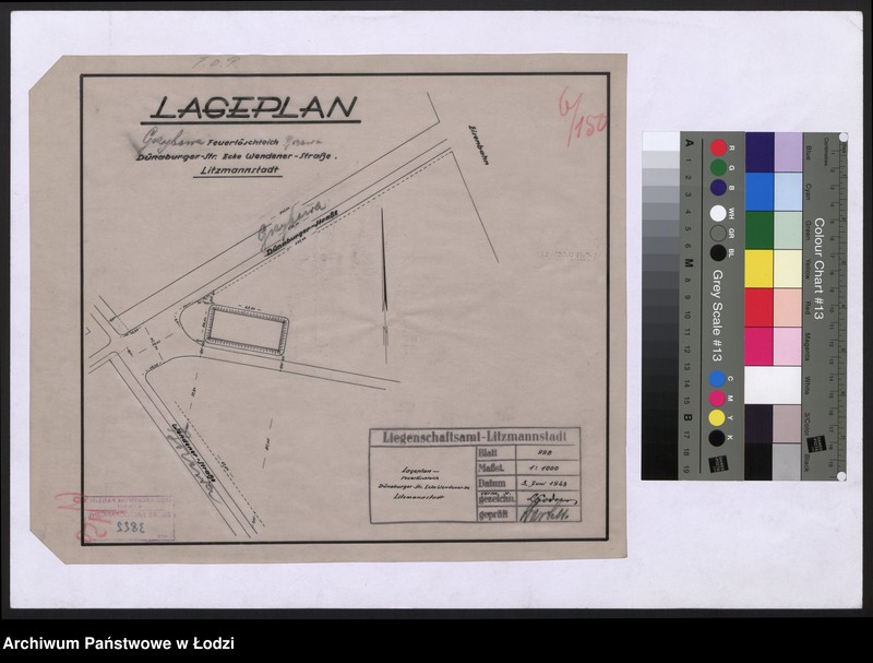 Obraz 1 z jednostki "Lageplan Feuerlöschteich Dünaburger Strasse Ecke Wendener Straße Litzmannstadt"