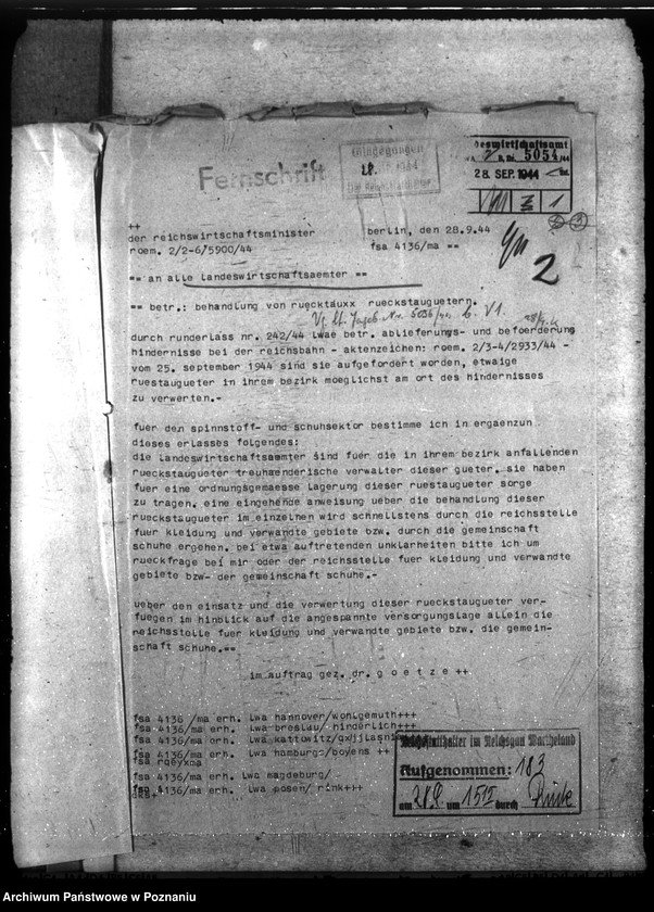 Obraz 6 z jednostki "Rückstandgüter. Behandlung und Verwertung - nicht Warschau. Erlasse, Sondervorschriften"