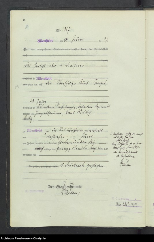 image.from.unit.number "Sterbe-Haupt-Register Tom II, Nr 352-717"