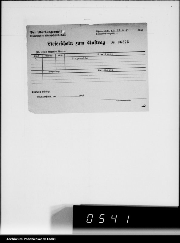 Obraz 8 z jednostki "Aufträge 5734-10700 [Faktury, listy przewozowe na dostarczone dla Getta produkty żywnościowe, materiały opałowe, przemysłowe]"