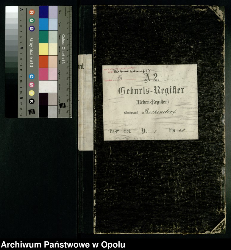 image.from.unit.number "Geburts-Register (Neben-Register) Standesamt Borkendorf 1910 No. 1 bis 60."