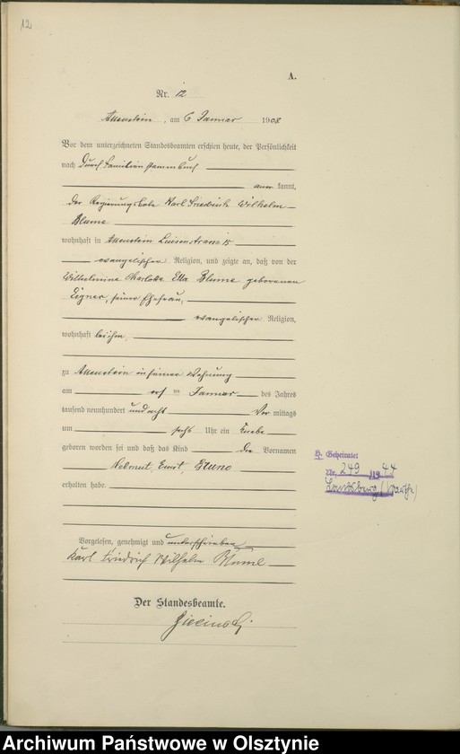 image.from.unit.number "Geburts-Haupt-Register Tom I, Nr 1-398"