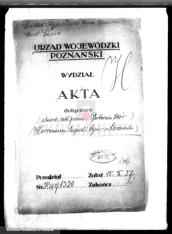 Obraz 5 z jednostki "Zatwierdzenie zakładu przemysłowego firmy Hermann August i Syn w Lesznie /Garbarnia skór/"