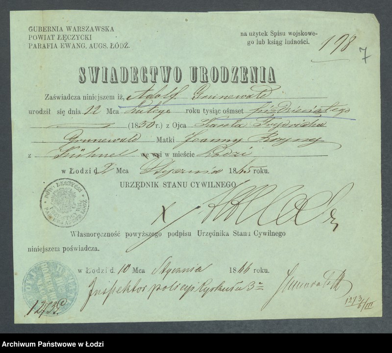 Obraz 9 z jednostki "Dowody metrykalne stałych mieszkańców m. Łodzi nr domu 1273-1274"