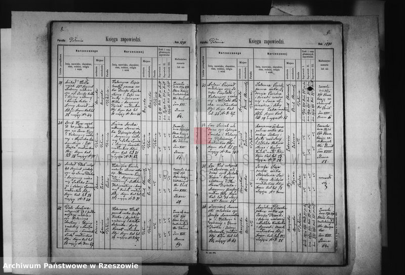 image.from.unit.number "Księga zapowiedzi , małżeństw , urodzeń i zgonów - Połomia, Baryczka, Glinik Charzewski, Glinik Zaborowski, Piekarówka i Wyżne za 1890 rok"