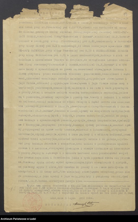 Obraz 15 z jednostki "Szmul Pejsach Gurman- handel lampami i artykułami fajansowymi"