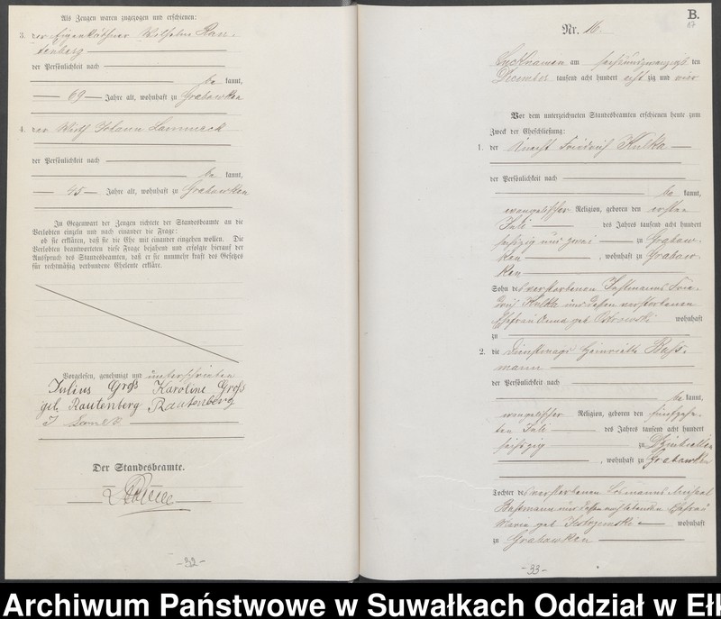 image.from.unit.number "Heiraths-Haupt-Register des Königlichen Preussischen Standes-Amtes Lucknainen Kreis Sensburg für das Jahr 1884 [do 1887]"