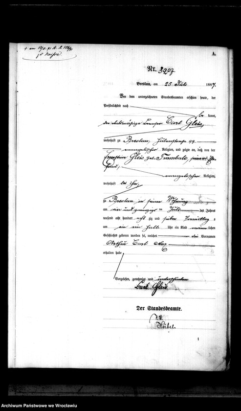 image.from.unit.number "Geburts-Haupt-Register Breslau II 1887 Band 9"