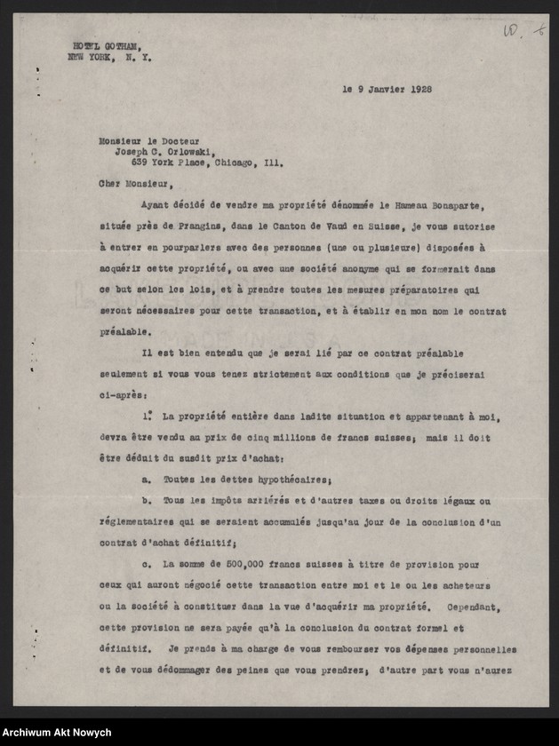 image.from.unit.number "Orłowski Józef; Załączniki: 1) wycinki prasowe; 2) "Copies of grutings to mr. Paderewski", II 1928 r. (maszynopis); 3) list J. Orłowskiego do Ernesta Gorwers