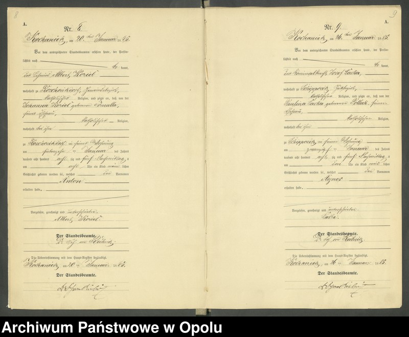 image.from.unit.number "Urząd Stanu Cywilnego Kochaniec Księga urodzeń rok 1885"