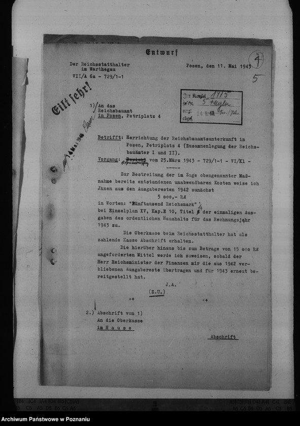 Obraz 9 z jednostki "Unterkunft der Aussenstelle des Reichsbauamtes Leslau in Hermannsbad"