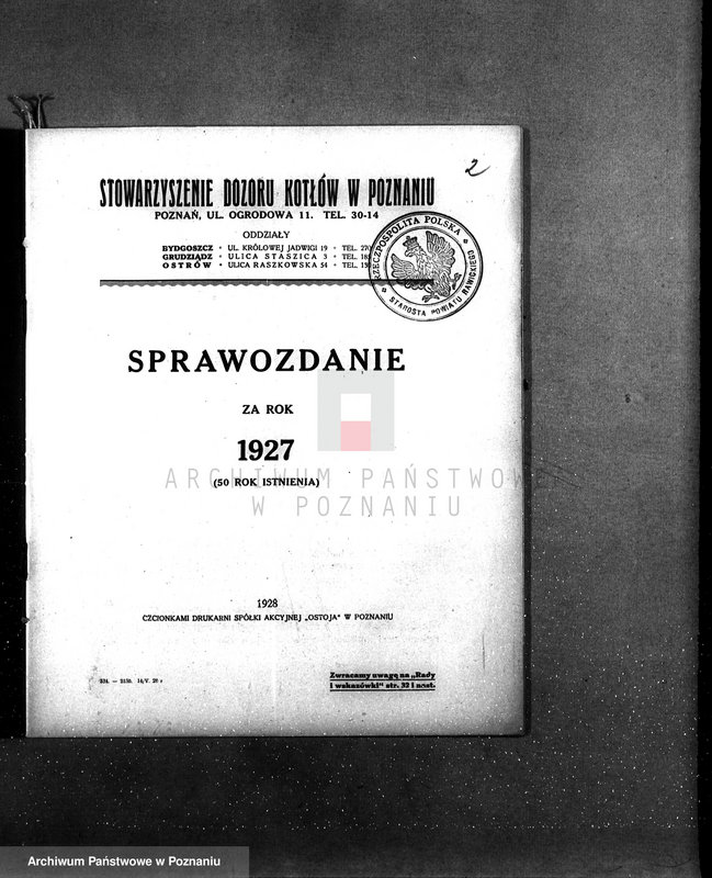 Obraz 5 z jednostki "Sprawozdanie Stowarzyszenia Dozoru Kotłów w Poznaniu za rok 1928"