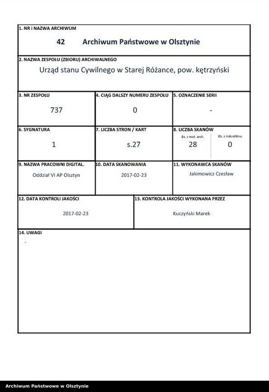 Obraz z zespołu "Urząd Stanu Cywilnego w Starej Różance pow. kętrzyński"