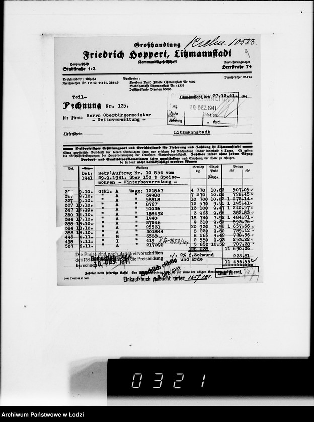 Obraz 15 z jednostki "fa.Hoppert. Rechnungen und Belege [za dostawy towarów dla Getta]"