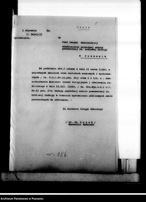 Obraz 5 z jednostki "Prywatna Szkoła Powszechna Sokolnickiej imienia Królowej Jadwigi w Poznaniu"