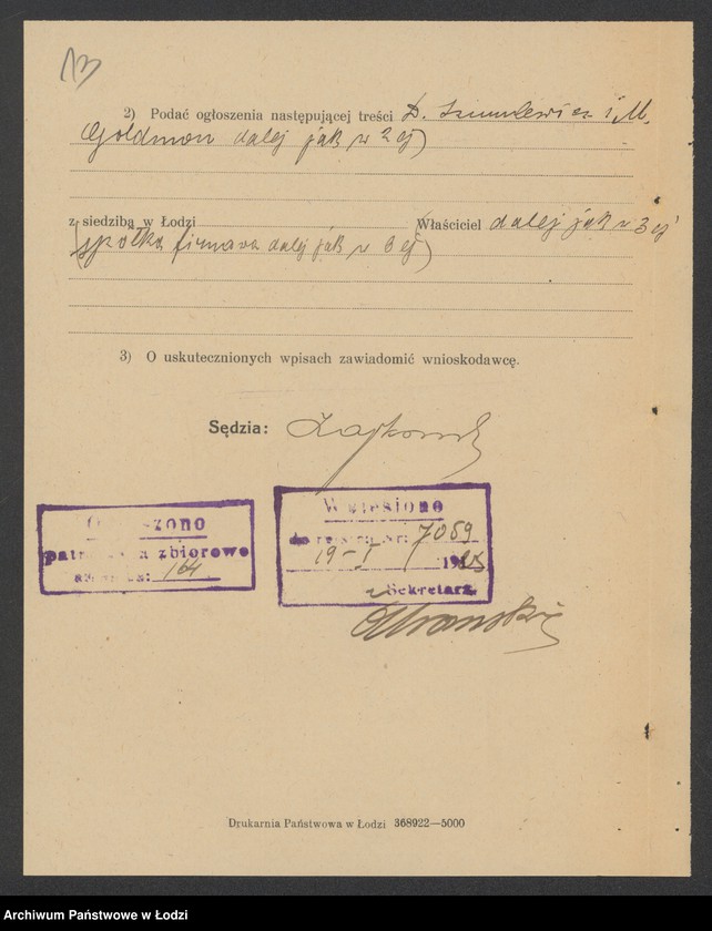 Obraz 15 z jednostki "D. Szmulowicz i M. Goldman – wyrób i sprzedaż towarów bawełnianych"