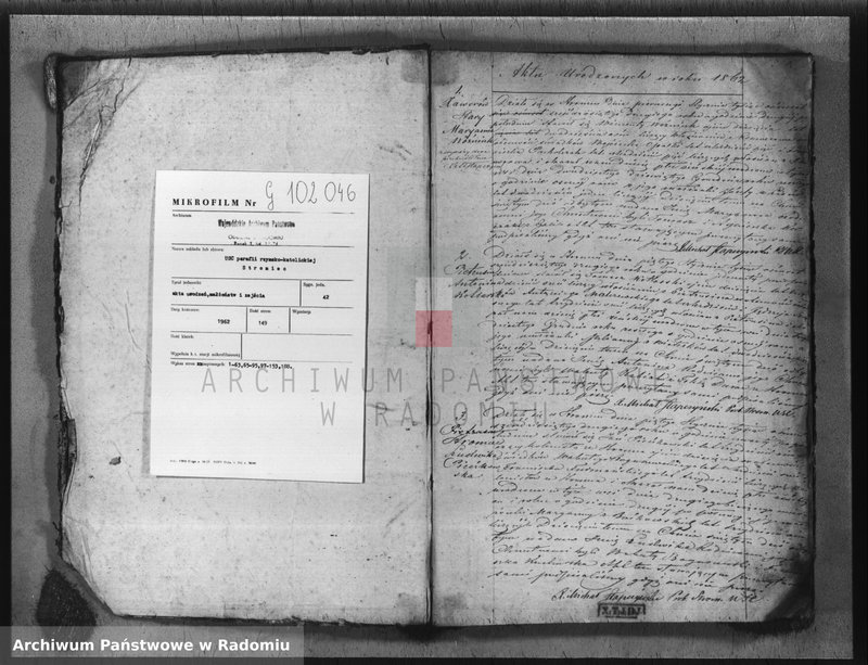 image.from.unit.number "Dupplikat akt religijno cywilnych urodzenia, małżeństwa i zejścia z parafii Stromiec 1862 roku"