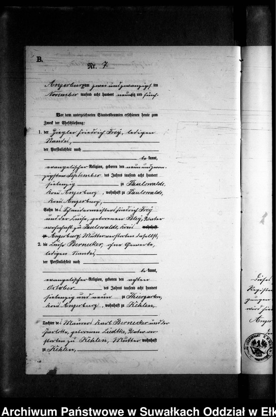 image.from.unit.number "Heiraths-Neben-Register des Preussischen Standes-Amtes Kehlen Kreis Angerburg"