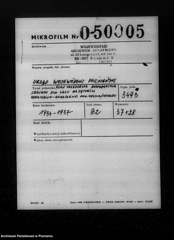 Obraz 2 z jednostki "Plan urządzania gospodarstwa leśnego dla lasu majętności Kopaczewo- Rogaczewo powiat kościański"