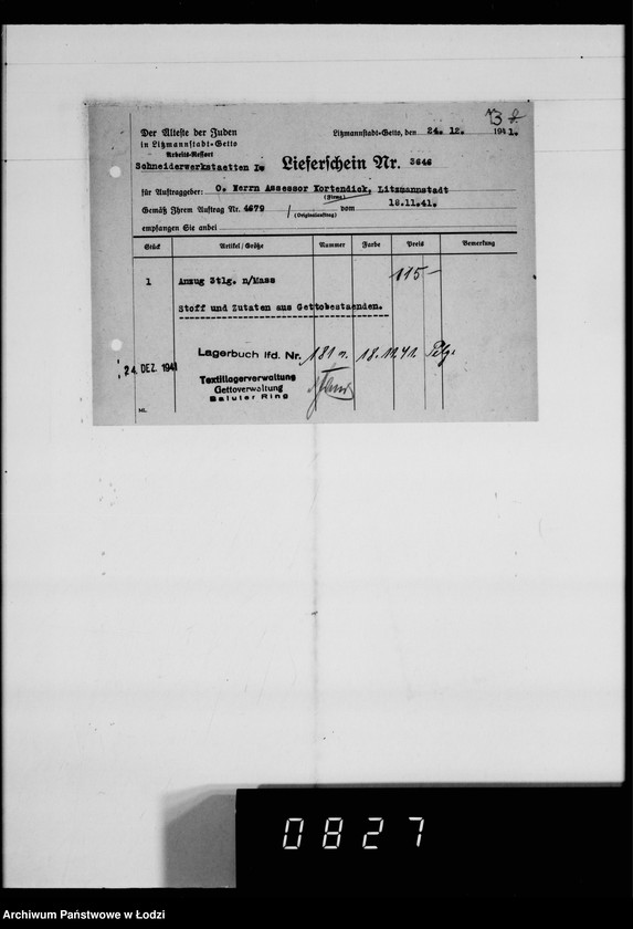 Obraz 17 z jednostki "Kürschnerei. [Zamówienia, rachunki i świadectwa dostaw]"