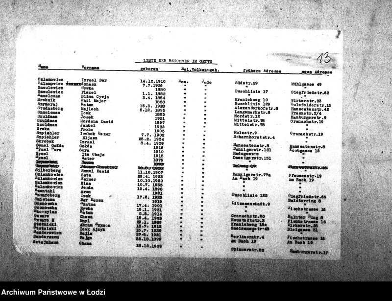 Obraz 16 z jednostki "[Alfabetyczny spis mieszkańców getta. Litera S]"