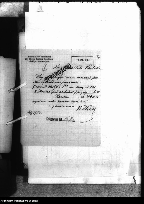 Obraz 20 z jednostki "Korespondencja Sekcji Budowlanej [z Komitetem Kontroli-rachunki, rozliczenia za wykonane prace]"