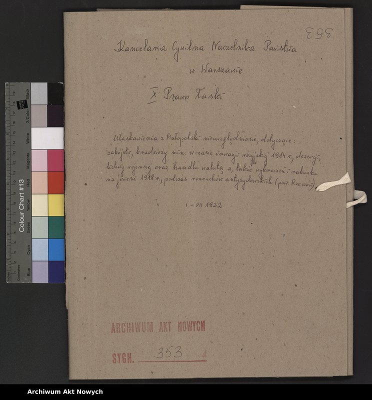 image.from.unit.number "Ułaskawienia z Małopolski - nieuwzględnione, dotyczące: zabójstw, kradzieży m. in w czasie inwazji rosyjskiej w 1914 r., dezercji, lichwy wojennej oraz handlu walutą, a także wykroczeń i rabunku na jesieni 1918 r. podczas rozruchów antyżydowskich (pow. Rzeszów)"