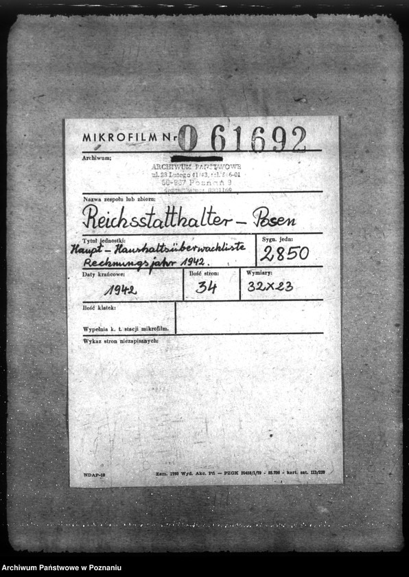 Obraz 2 z jednostki "Haupt - Haushaltsüberwachliste Rechnungsjahr 1942."