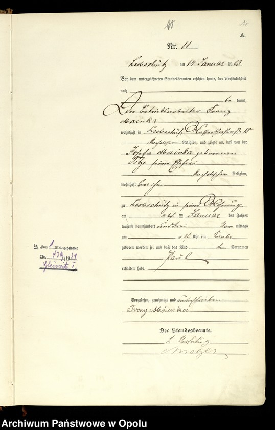 image.from.unit.number "Geburts-Register (Haupt-Register) 1903 (Głubczyce)"