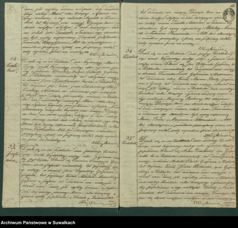 Obraz 9 z jednostki "Duplikat Aktów Urodzonych, Zaślubionych i Umarłych Parafii Kaletnickiey z Roku 1836"