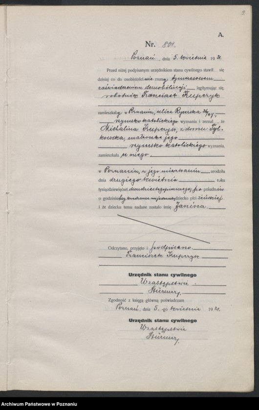 Obraz 11 z jednostki "Księga urodzeń odpis tom III [Rejestr poboczny urodzeń]"