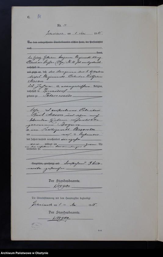 Obraz 16 z jednostki "Sterbe-Haupt-Register Nr 1 - 40"