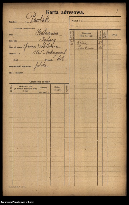 Obraz 11 z jednostki "[Spis ludności Łodzi] Pawlak"