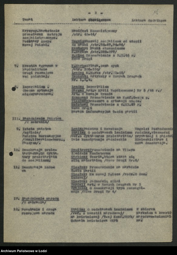 Obraz 17 z jednostki "[Wojewódzka Szkoła Partyjna Polskiej Partii Robotniczej] - programy i bibliografia"