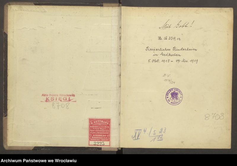 image.from.unit.number "Aufnahmebücher des früh. Kiserl. Kinderheims in Gräbschen"