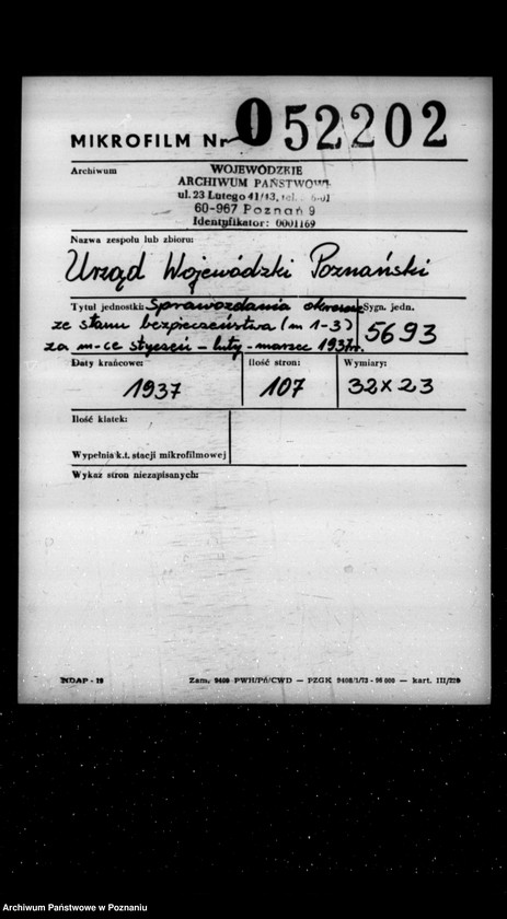 Obraz 2 z jednostki "Sprawozdania okresowe ze stanu bezpieczeństwa za miesiące styczeń, luty, marzec 1937 r. /nr 1-3/"