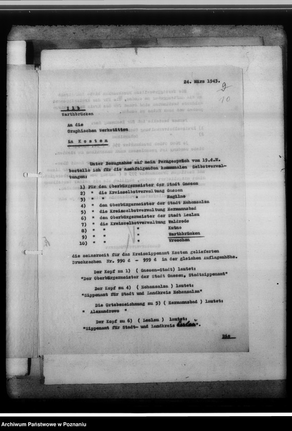 Obraz 14 z jednostki "[Korespondencja w sprawach organizacyjnych, sprawozdanie z działalności], Kreissippenamt Warthbrücken [Koło]"