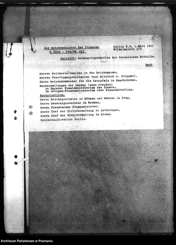 Obraz 14 z jednostki "Allgemeine Bauangelegenheiten der Polizei und Gandarmerie -, der Kriminalpolizei, Gestapo, des SD und SHD und der Technischen Nothilfe"