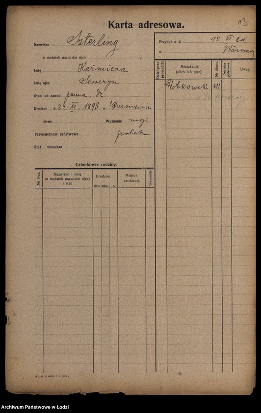 Obraz 15 z jednostki "[Spis ludności Łodzi] Szterling-Sztikert"