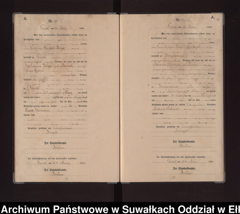 image.from.unit.number "Geburts-Neben-Register des Königlichen Preussischen Standes-Amtes Gneist Kreis Loetzen"