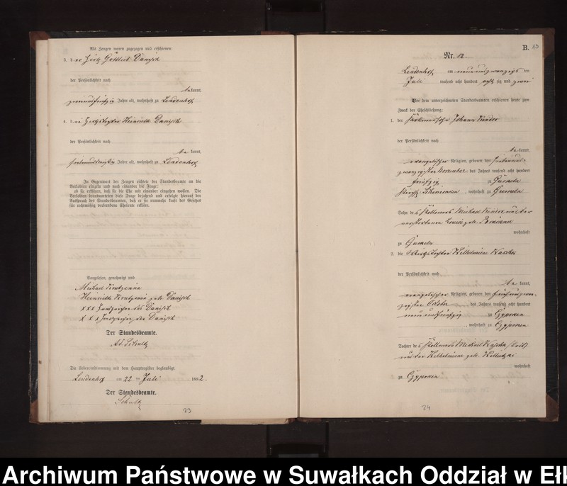 image.from.unit.number "Heiraths-Neben-Register des Preussischen Standes-Amtes Milken Kreis Loetzen"