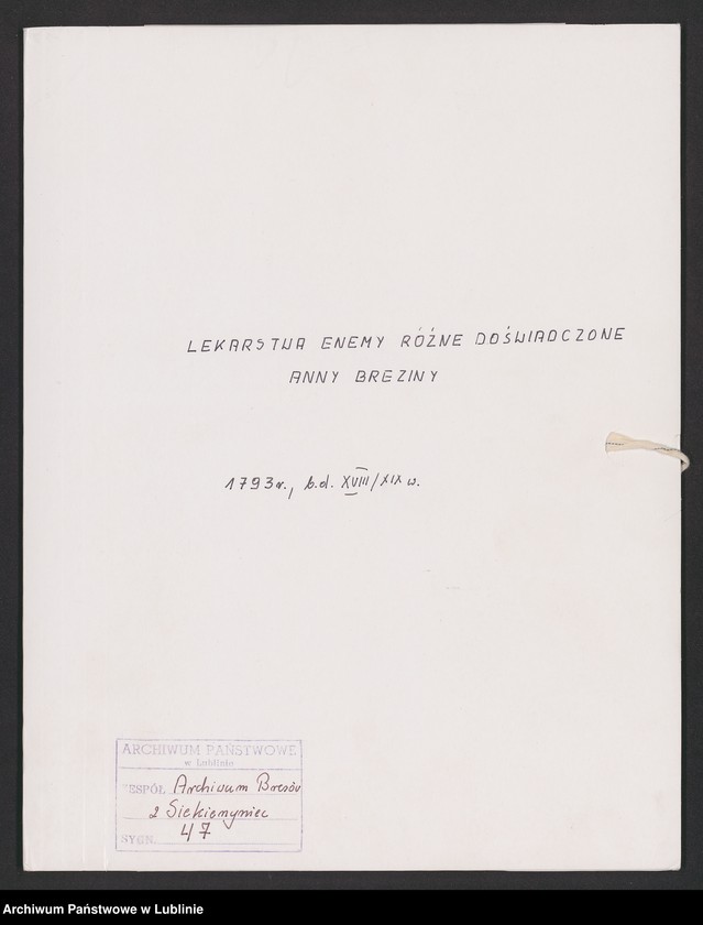 image.from.unit.number "Lekarstwa enemy różne doświadczone Anny Breziny 1793."
