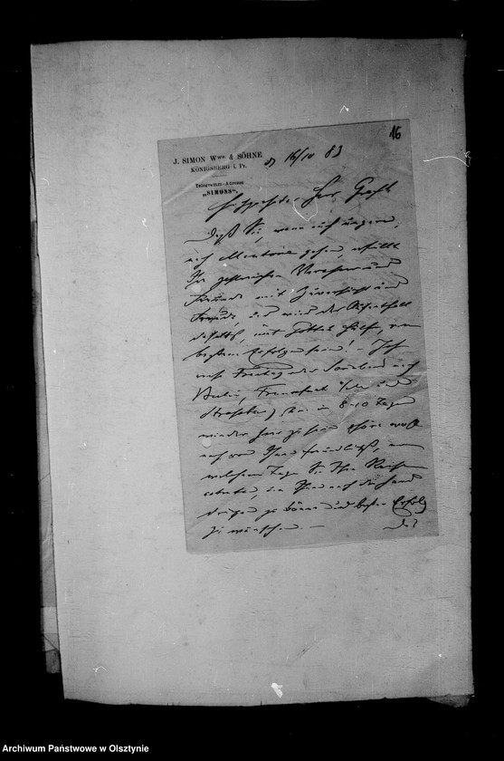 image.from.unit.number "/Akten betr. Geldgeschäfte der Lehndorff mit dem Bankhause J. Simon u. Söhne, Kgb/"