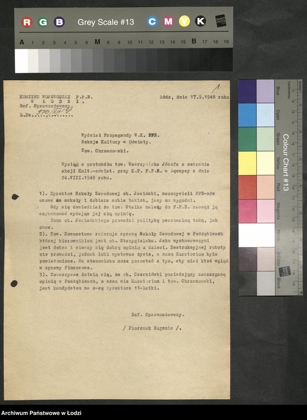 Obraz 2 z jednostki "[Wyciągi] Referatu Sprawozdawczego [dla wydziałów i Komisji Kontroli Partyjnej z protokołów zebrań i sprawozdań instruktorów]"