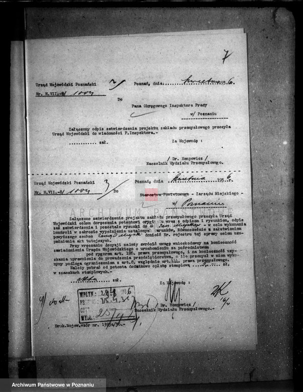 Obraz 11 z jednostki "Zatwierdzenie zakładu przemysłowego /fabryki krzeseł i foteli / W. Majchrzaka w Poznaniu"