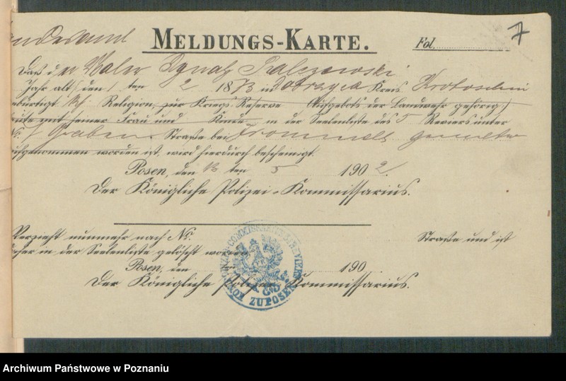 Obraz 9 z jednostki "[Dokumenty dostarczone przez narzeczonych do zawarcia związku małżeńskiego za 1902 rok. Tom IX]"