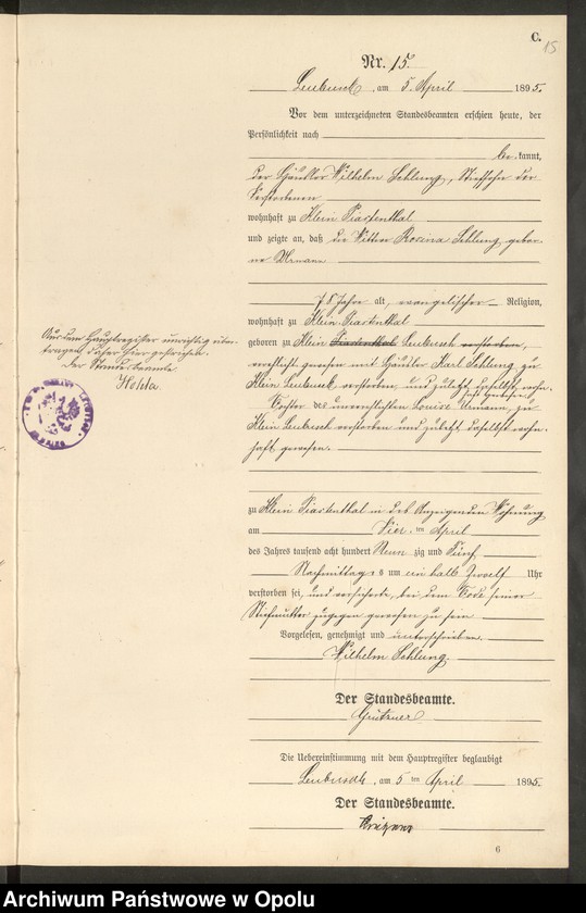 image.from.unit.number "Sterbe-Neben-Register Standes-Amt Leubusch 1895"
