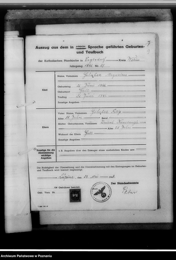 Obraz 13 z jednostki "[Uwierzytelnione odpisy z ksiąg kościelnych i urzędów stanu cywilnego]"